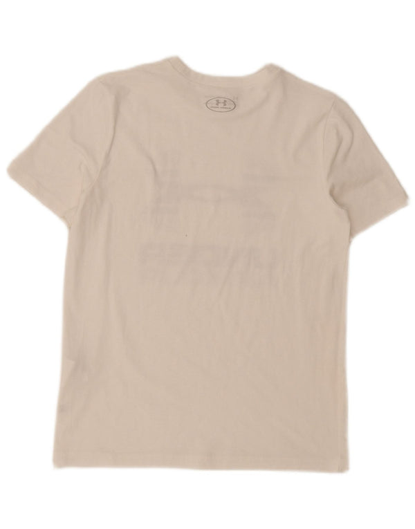 Under Armour Boys Graphic T-Shirt Top 13-14 Years XL Off White Sports