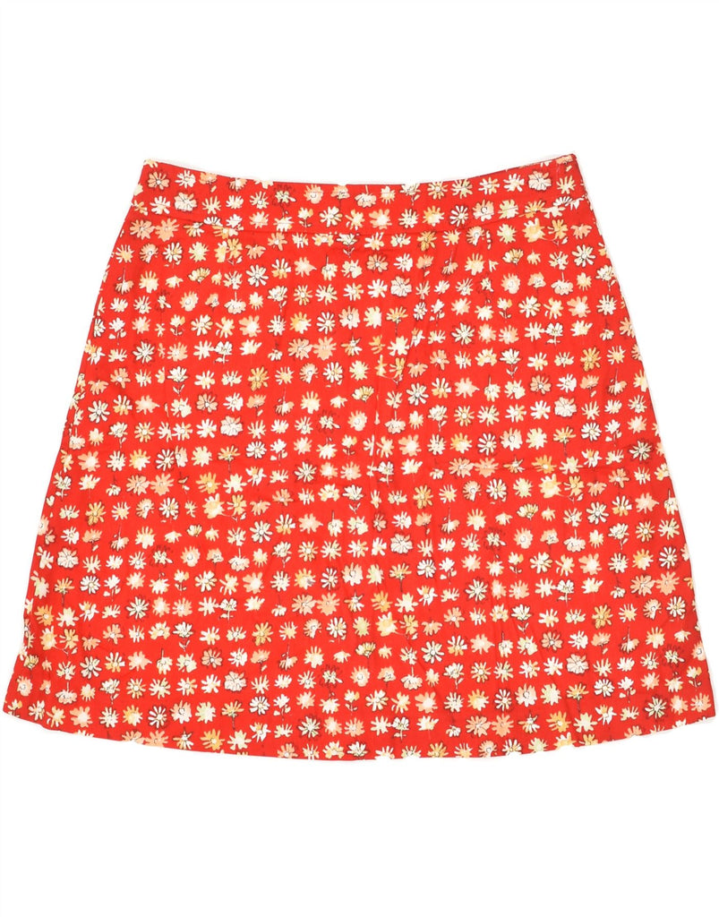 STEFANEL Womens High Waist A-Line Skirt IT 46 Large W29 Red Floral Cotton | Vintage Stefanel | Thrift | Second-Hand Stefanel | Used Clothing | Messina Hembry 