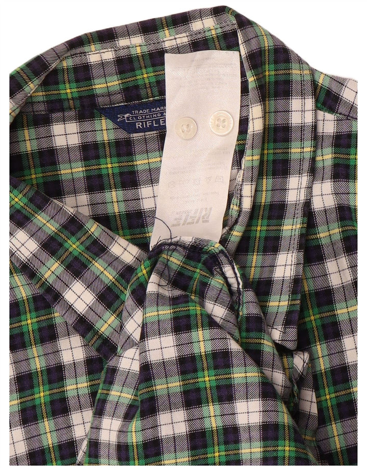 Rifle Mens Flannel Shirt Medium Green Check Cotton
