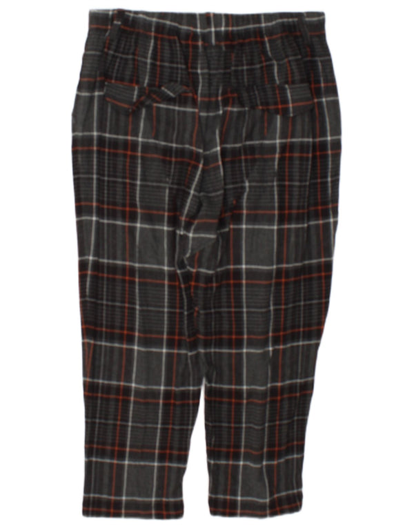 Zara Womens High Waist Tapered Capri Trousers Large W30 L21 Grey Check