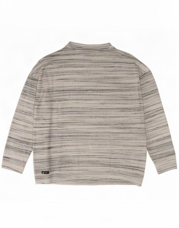 Marks & Spencer Womens Loose Fit Blouse Top UK 14 Large Grey Striped