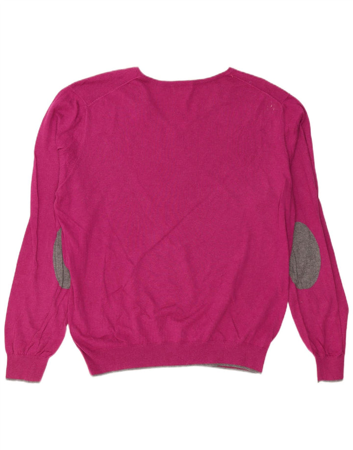 MASSIMO DUTTI Mens V-Neck Jumper Sweater XL Purple Cotton