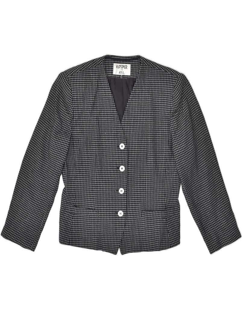 VINTAGE Womens 4 Button Blazer Jacket UK 10 Small Black Gingham | Vintage Vintage | Thrift | Second-Hand Vintage | Used Clothing | Messina Hembry 