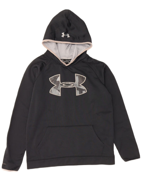 UNDER ARMOUR Boys Cold Gear Graphic Hoodie Jumper 13-14 Years XL Black