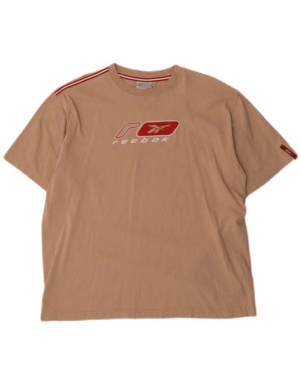 Reebok Mens Graphic T-Shirt Top XL Beige Cotton