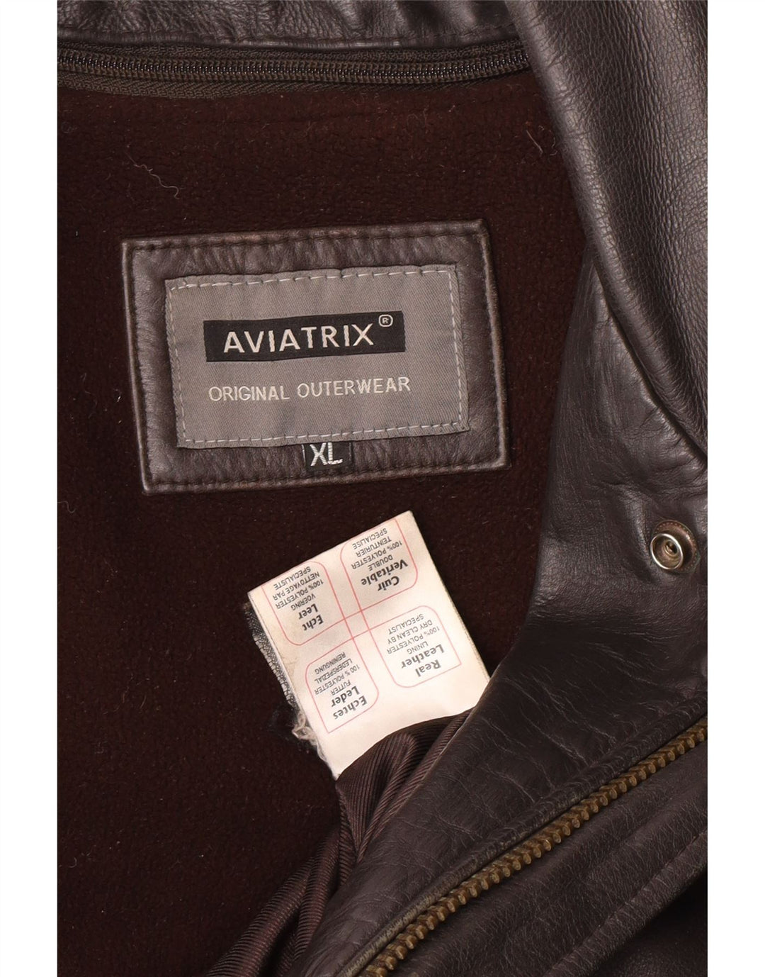 AVIATRIX Mens Flight Leather Jacket UK 42 XL Brown Leather Biker