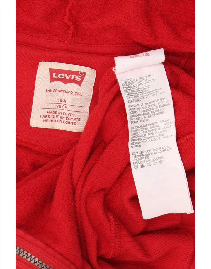 Levi's Boys Zip Hoodie Sweater 15-16 Years Red Polyester
