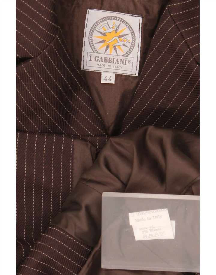 I Gabbiani Womens 4 Button Blazer Jacket IT 44 Medium Brown Pinstripe
