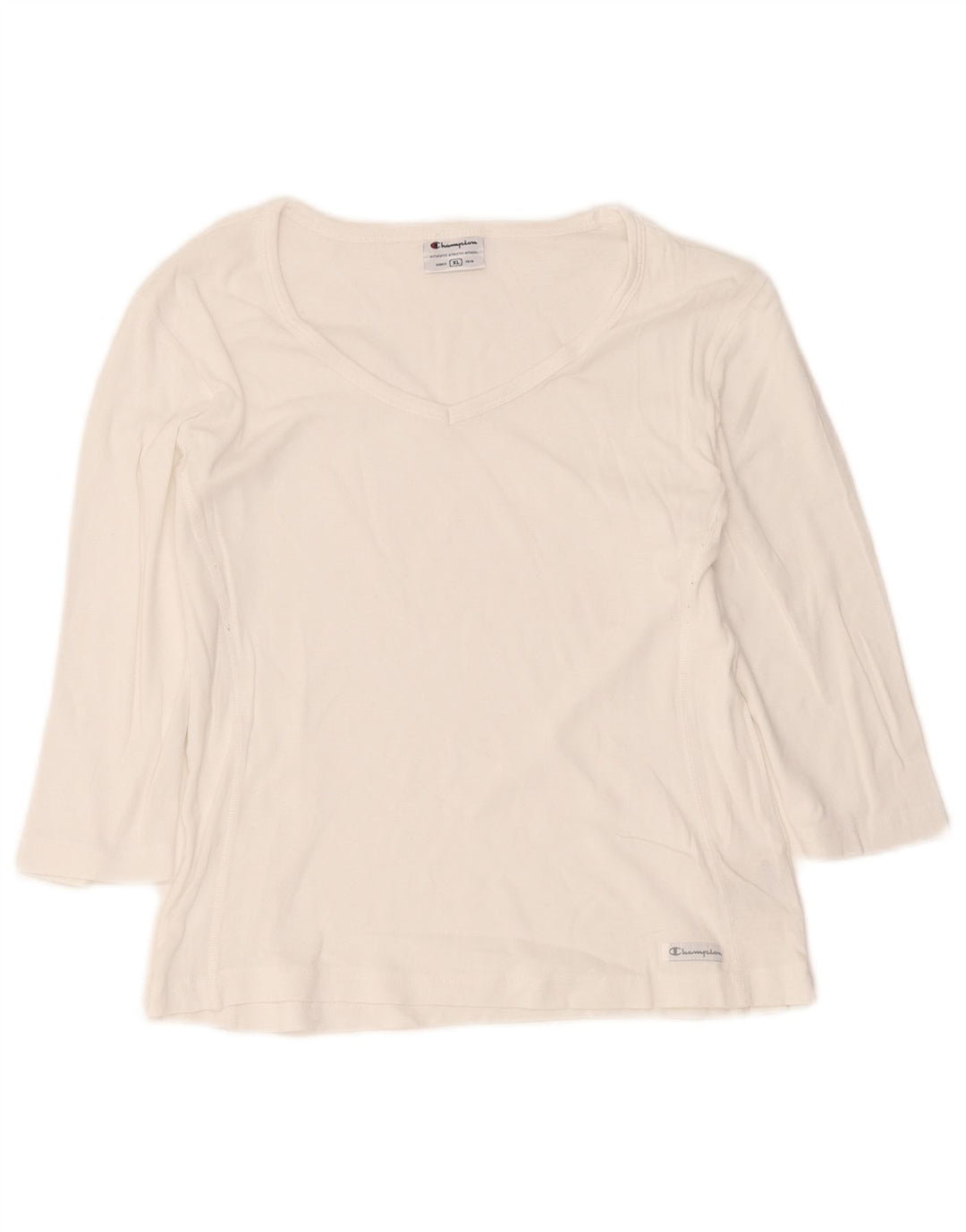 Champion Womens Top 3/4 Sleeve UK 18 XL White Cotton
