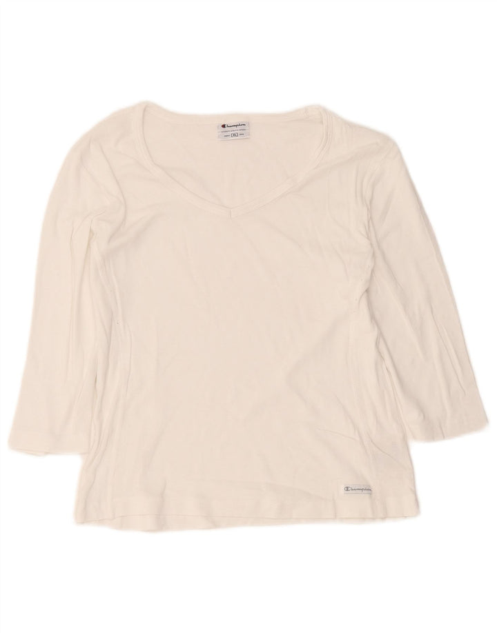 Champion Womens Top 3/4 Sleeve UK 18 XL White Cotton