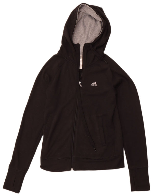 ADIDAS Womens Climalite Zip Hoodie Sweater UK 4/6 XS Black Polyester