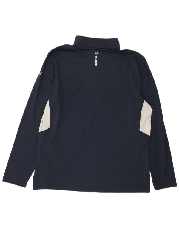 Puma Mens Zip Neck Pullover Tracksuit Top XL Navy Blue Colourblock