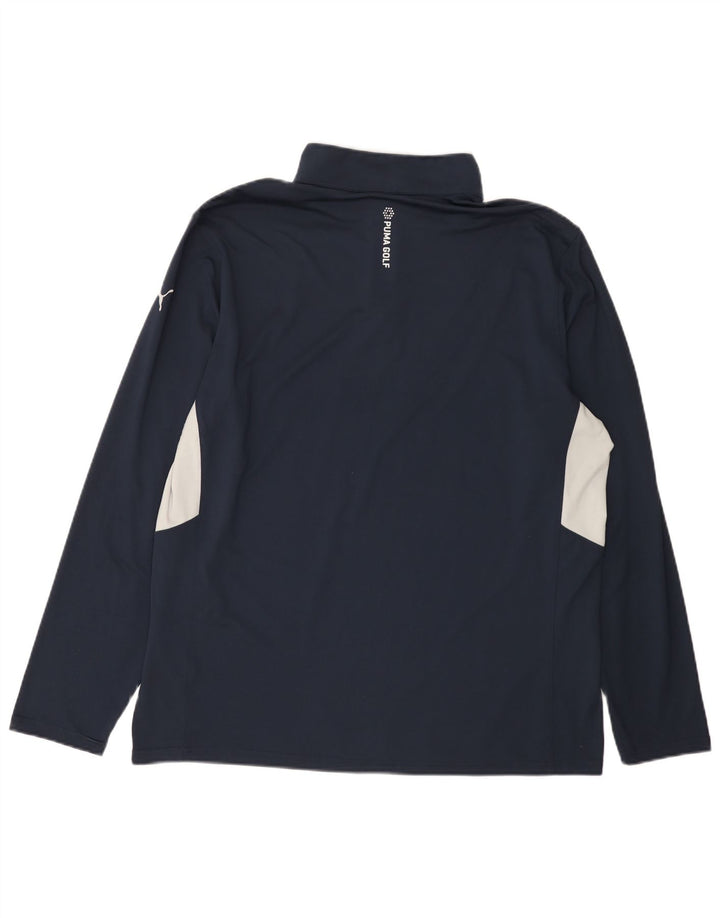 Puma Mens Zip Neck Pullover Tracksuit Top XL Navy Blue Colourblock