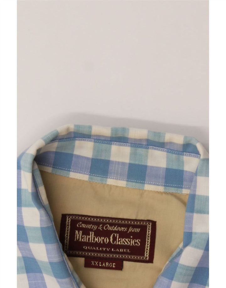 MARLBORO CLASSICS Mens Shirt 2XL Blue Gingham Cotton Vintage Marlboro Classics and Second-Hand Marlboro Classics from Messina Hembry 