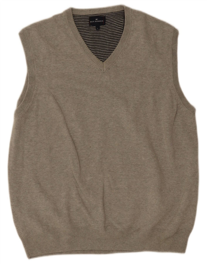 Marks & Spencer Mens Blue Harbour Vest Tank Top Large Grey Cotton