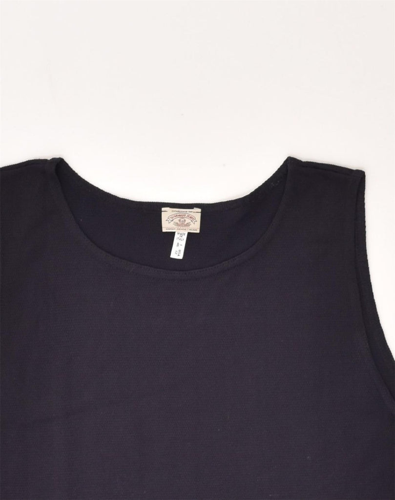 ARMANI Womens Vest Top US 12 Large Navy Blue Polyamide | Vintage Armani | Thrift | Second-Hand Armani | Used Clothing | Messina Hembry 