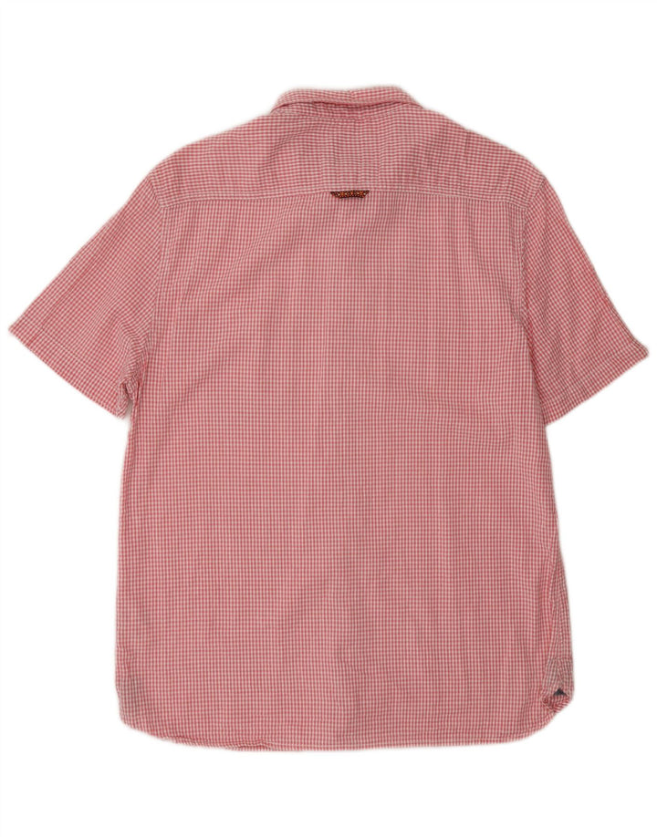White Stuff Mens Short Sleeve Slim Fit Shirt XL Pink Gingham Cotton