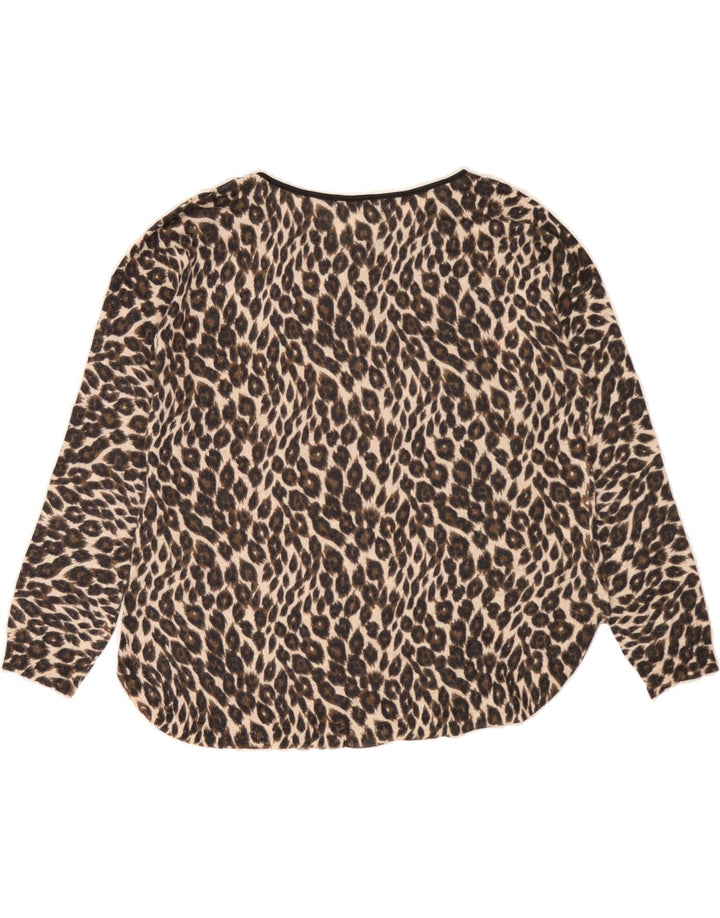 OASIS Womens Oversized Top Long Sleeve UK 16 Large Beige Animal Print Vintage Oasis and Second-Hand Oasis from Messina Hembry 
