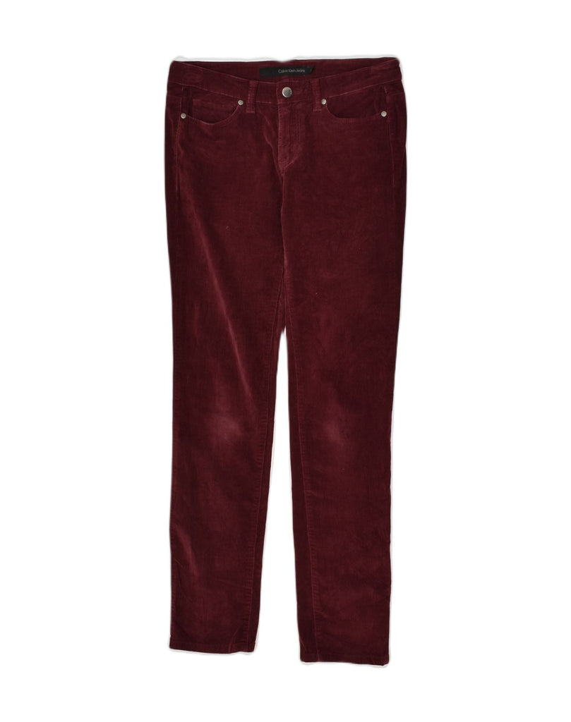 CALVIN KLEIN Womens Skinny Corduroy Trousers US 4 Small W27 L29 Burgundy | Vintage Calvin Klein | Thrift | Second-Hand Calvin Klein | Used Clothing | Messina Hembry 