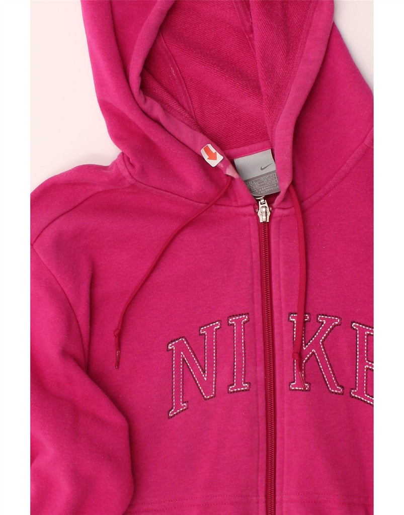 NIKE Womens Graphic Zip Hoodie Sweater UK 14/16 Large Pink Cotton Vintage Nike and Second-Hand Nike from Messina Hembry 