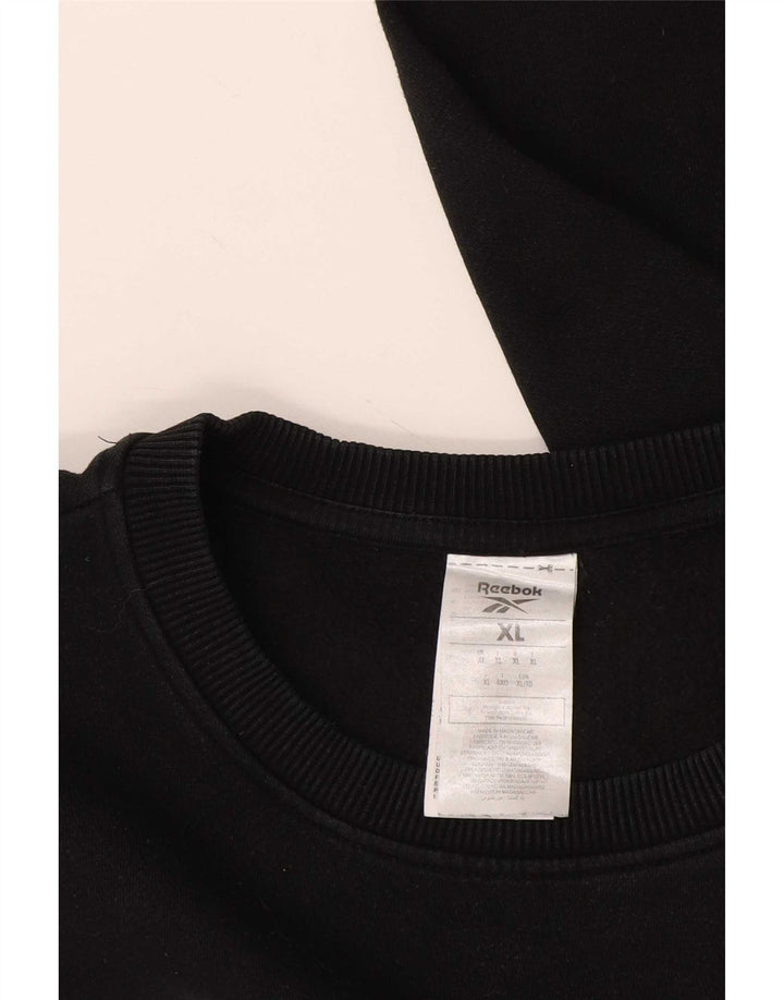 Reebok Mens Graphic Sweatshirt Jumper XL Black Cotton