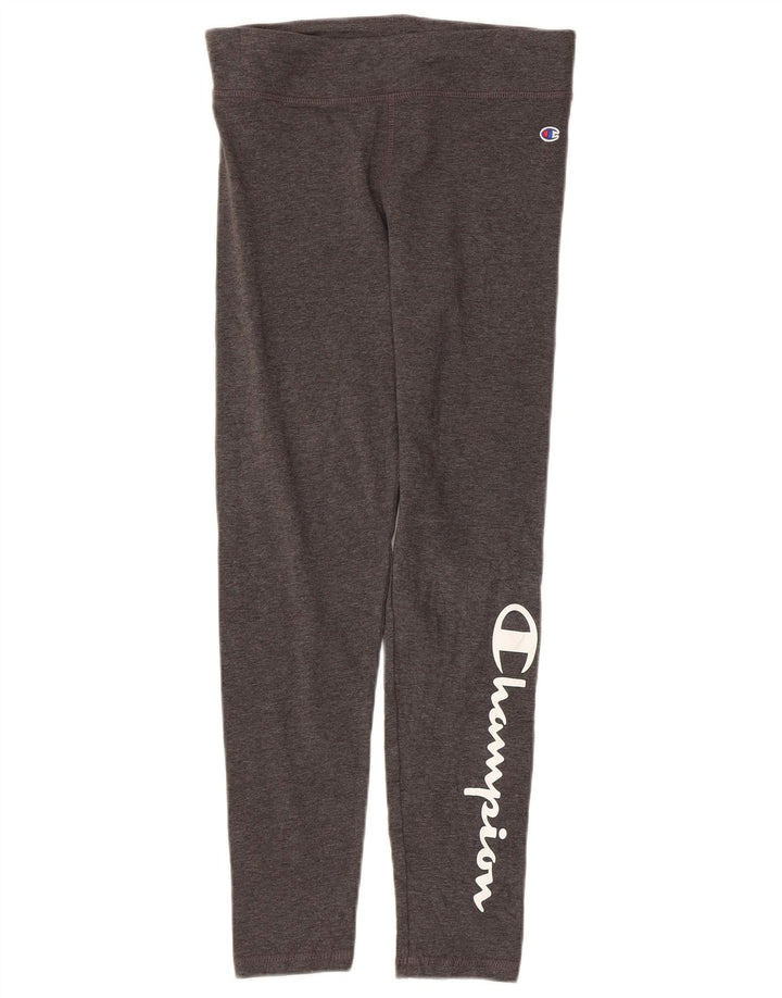 Champion Womens Graphic Leggings UK 14 Large  Grey Cotton