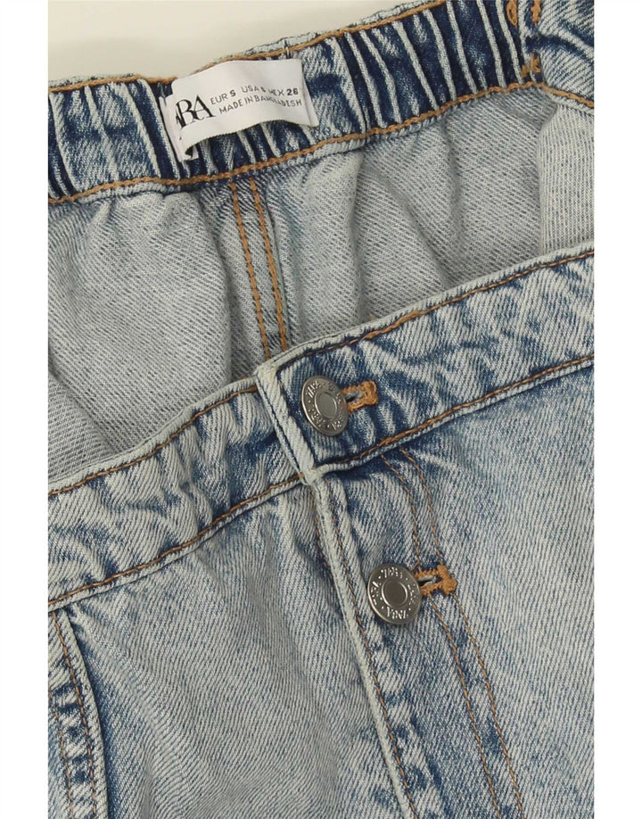 Zara Womens Denim Strapless Jumpsuit UK 10 Small  Blue