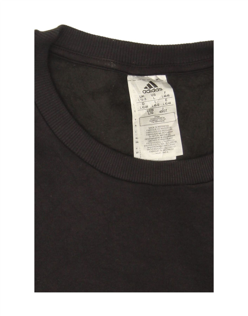 ADIDAS Womens Sweatshirt Jumper UK 16/18 Large Black Cotton Vintage Adidas and Second-Hand Adidas from Messina Hembry 