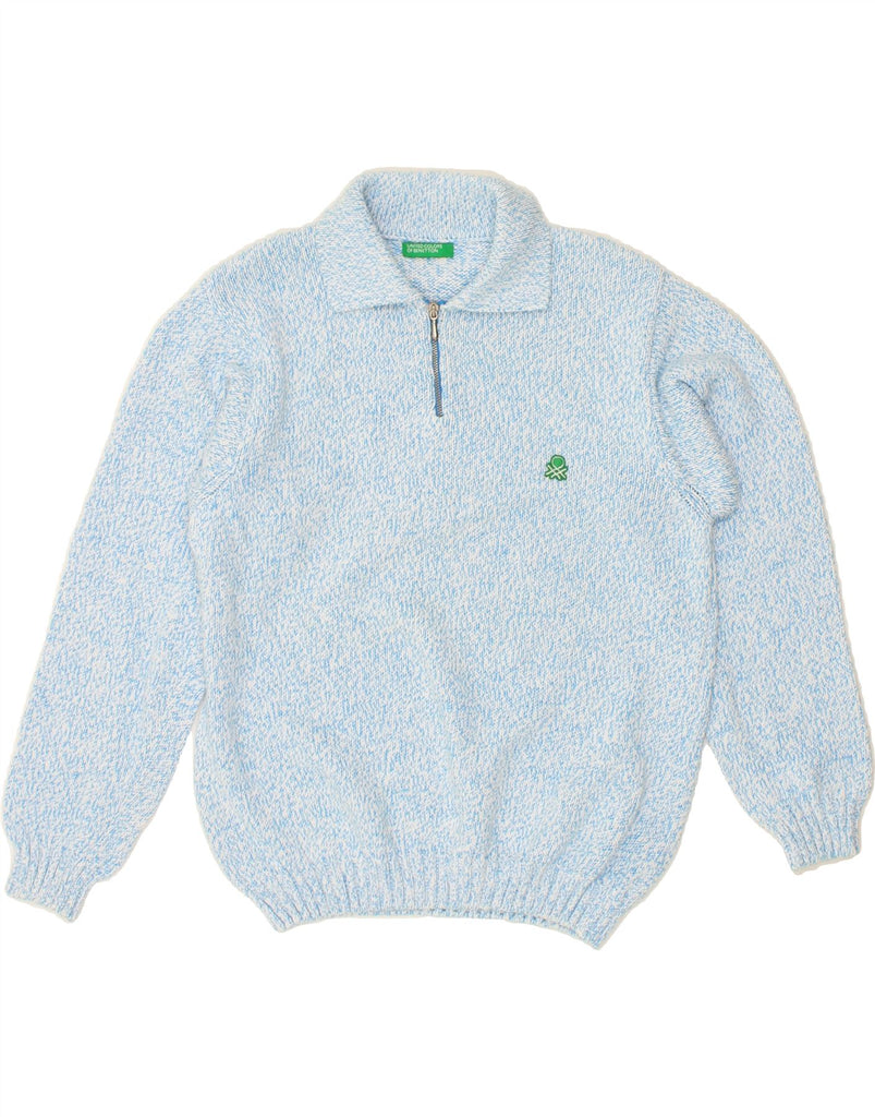 BENETTON Boys Polo Neck Jumper Sweater 12-13 Years Large Blue Cotton Vintage Benetton and Second-Hand Benetton from Messina Hembry 