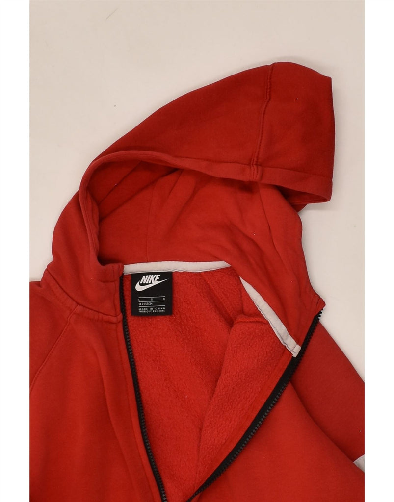 NIKE Boys Zip Hoodie Sweater 12-13 Years Large Red Colourblock Cotton | Vintage Nike | Thrift | Second-Hand Nike | Used Clothing | Messina Hembry 