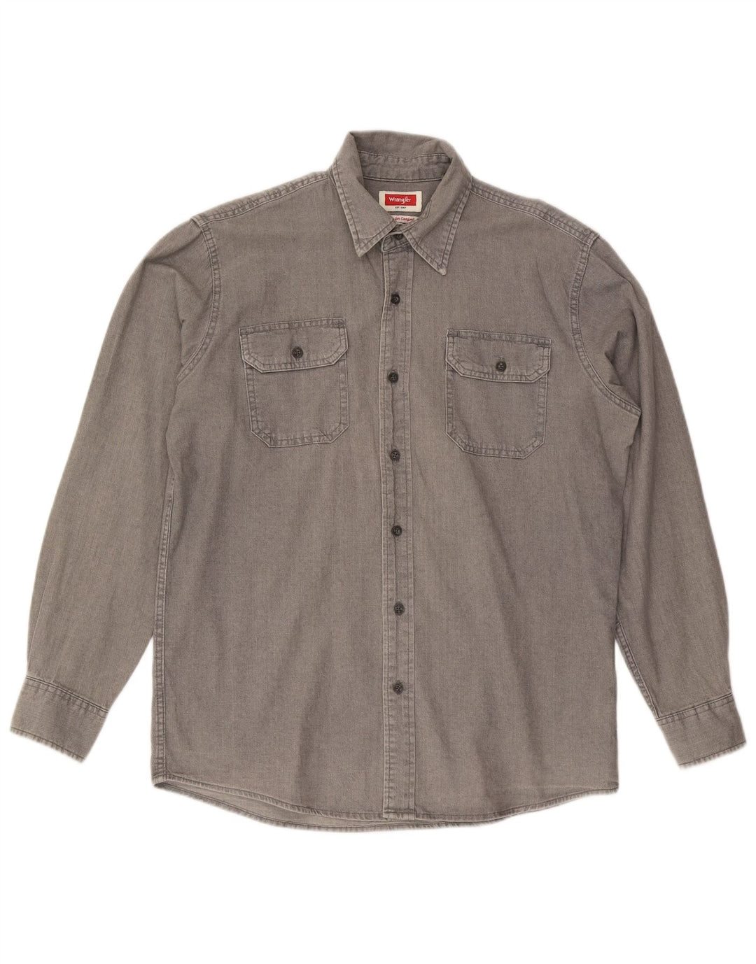 WRANGLER Mens Denim Shirt Medium Grey Cotton