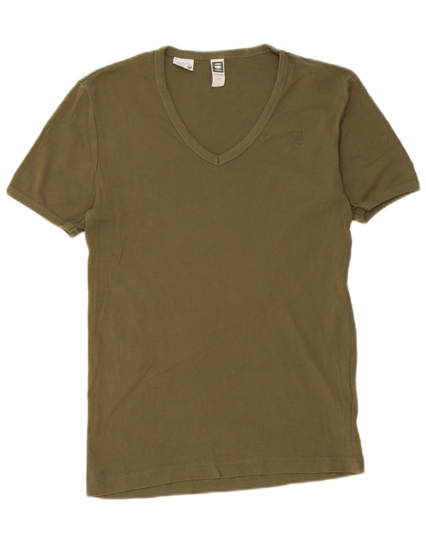 G-Star Womens T-Shirt Top UK 10 Small Khaki Cotton