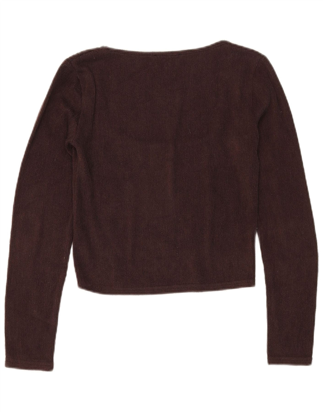 Zara Womens Crop Top Long Sleeve UK 12 Medium Brown Polyester