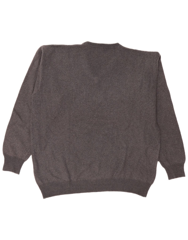Kappa Mens V-Neck Jumper Sweater Large Grey Wool