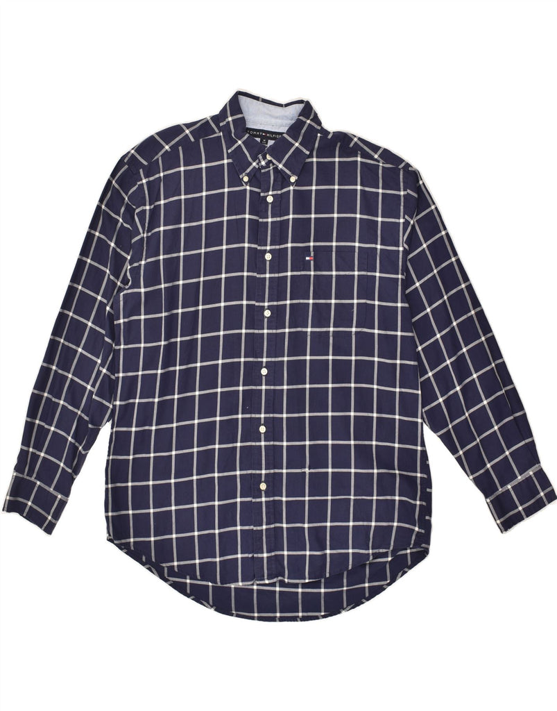 TOMMY HILFIGER Mens Shirt Medium Navy Blue Check Cotton | Vintage Tommy Hilfiger | Thrift | Second-Hand Tommy Hilfiger | Used Clothing | Messina Hembry 