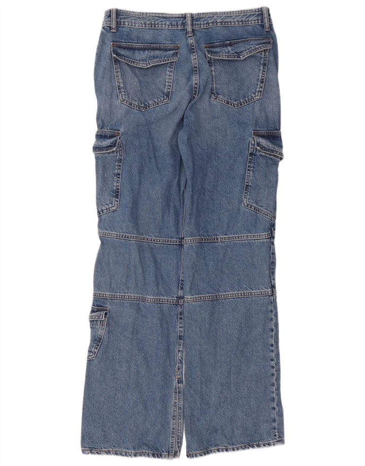Zara Womens Cargo Straight Jeans EU 40 Medium W30 L31 Blue Cotton