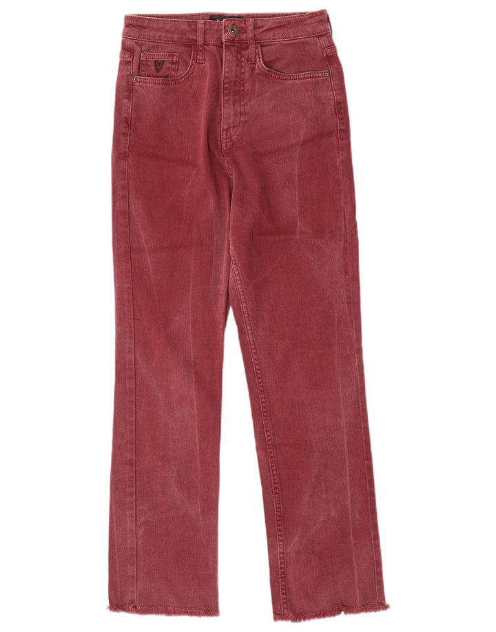 DESIGUAL Womens High Rise Straight Jeans EU 36 Small W26 L27 Maroon Cotton