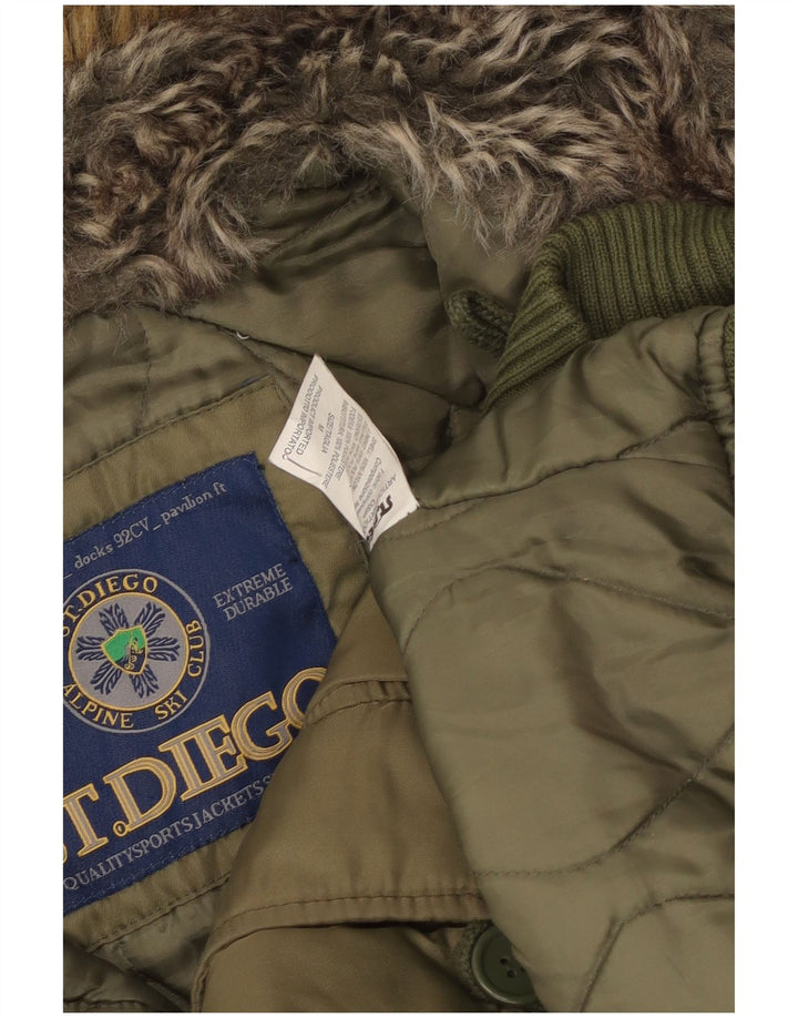 Vintage Mens Hooded Ski Jacket UK 38 Medium Khaki Nylon