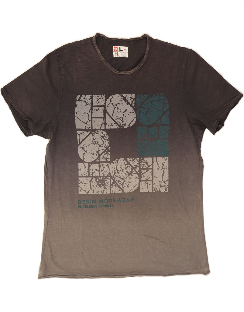 ENGELBERT STRAUSS Mens Graphic T-Shirt Top Large Grey Colourblock Cotton Vintage Engelbert Strauss and Second-Hand Engelbert Strauss from Messina Hembry 