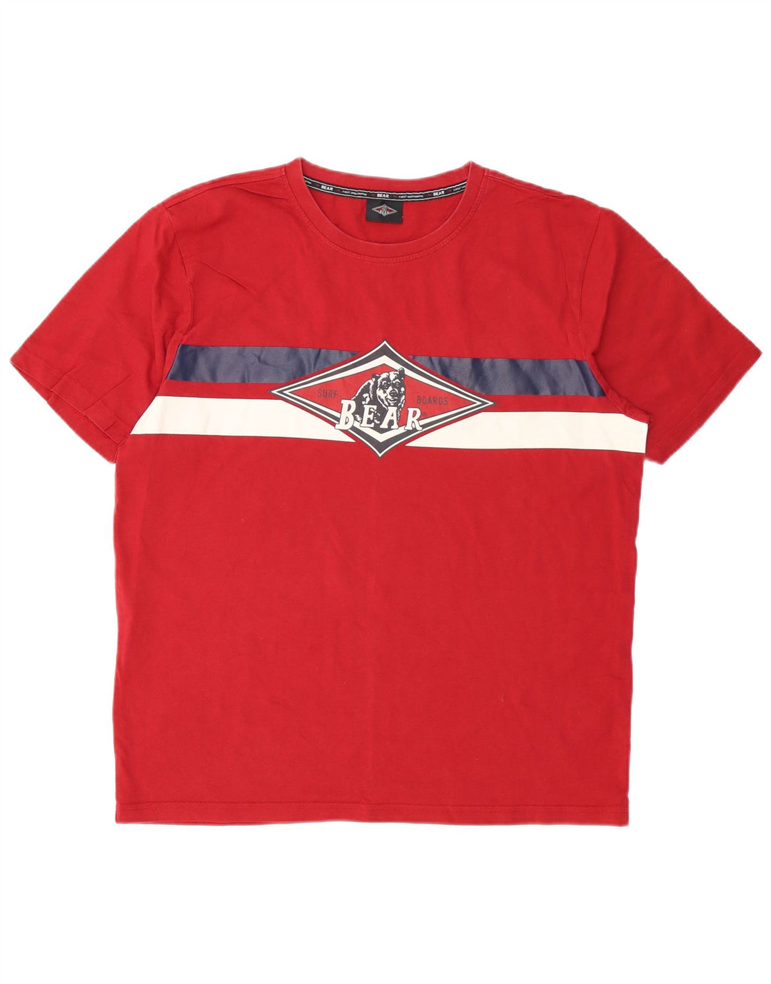 Bear Mens Graphic T-Shirt Top XL Red Cotton