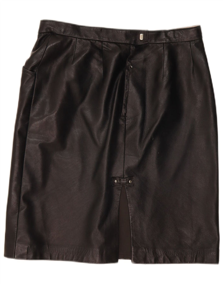 Vintage Womens Leather Skirt W32 Large Black