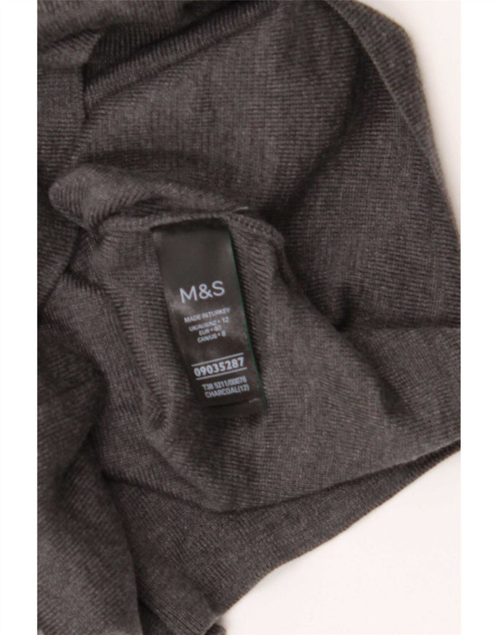 Marks & Spencer Womens Roll Neck Jumper Sweater UK 12 Medium Grey Viscose