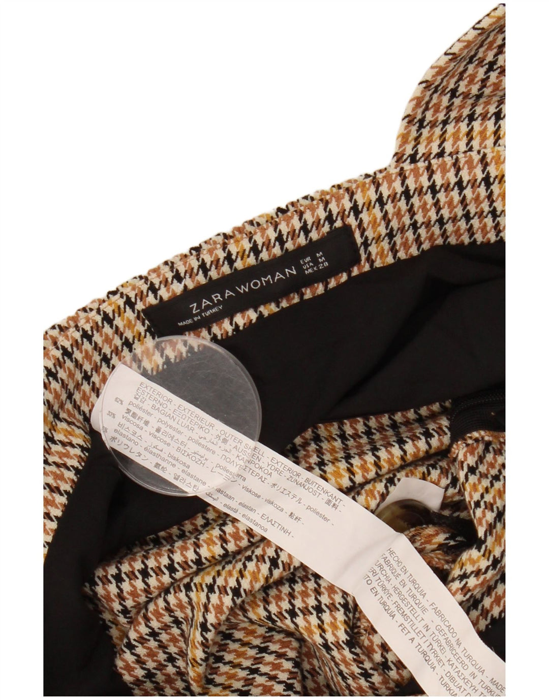 ZARA Womens Pinafore Dress UK 12 Medium Brown Houndstooth Polyester