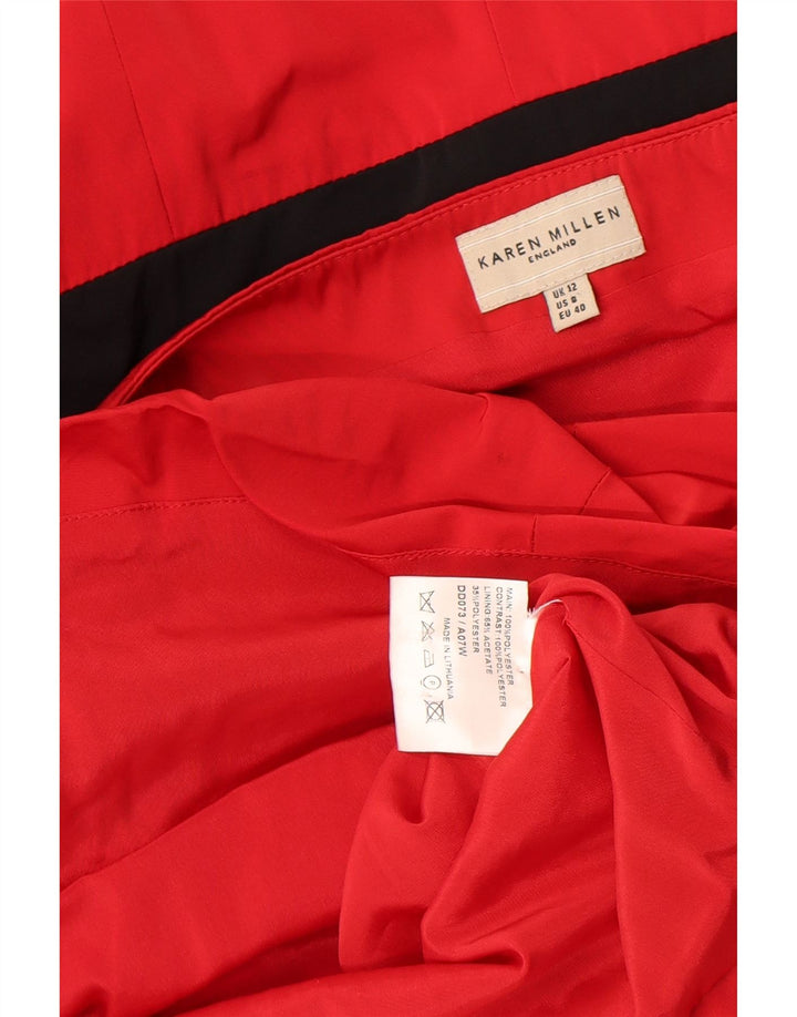 Karen Millen Womens Strapless Dress UK 12 Medium Red Colourblock Polyester