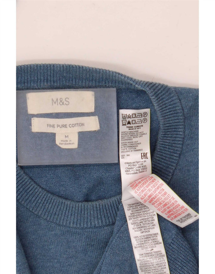Marks & Spencer Mens Crew Neck Jumper Sweater Medium Blue Cotton