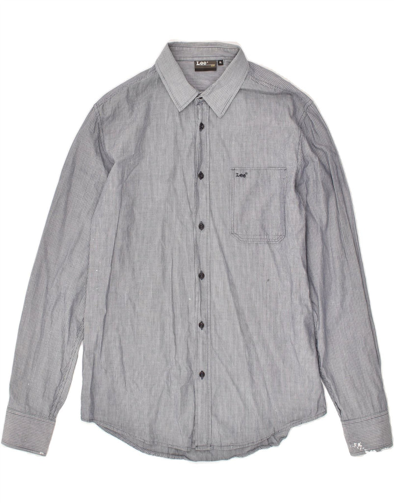 LEE Mens Shirt XL Grey Striped Cotton | Vintage Lee | Thrift | Second-Hand Lee | Used Clothing | Messina Hembry 