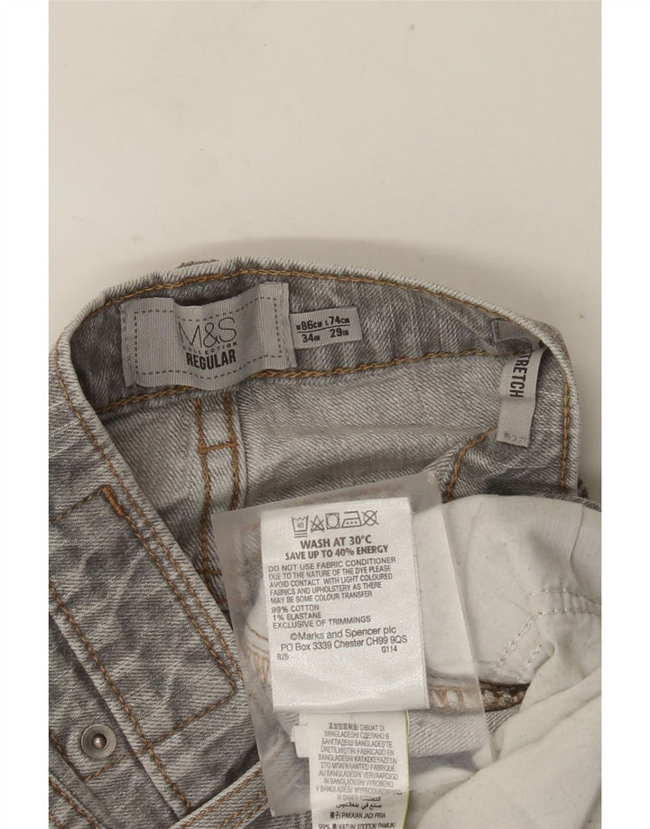 MARKS & SPENCER Mens Regular Fit Straight Jeans W34 L29 Grey Cotton