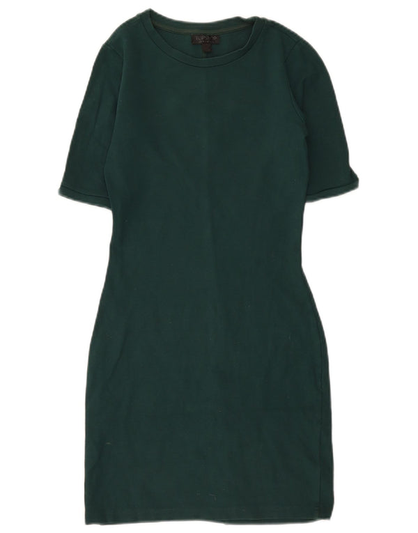 Topshop Womens Sheath Dress UK 6 XS Green Viscose