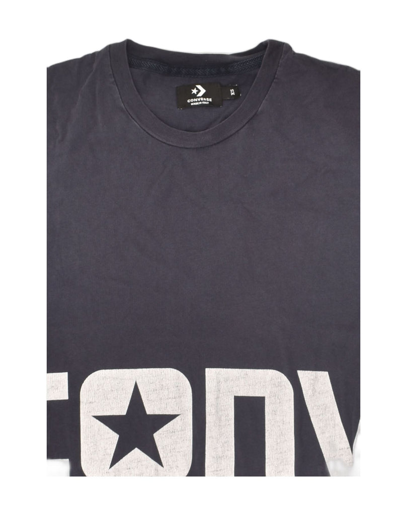 CONVERSE Mens Graphic T-Shirt Top XS Navy Blue Cotton | Vintage Converse | Thrift | Second-Hand Converse | Used Clothing | Messina Hembry 