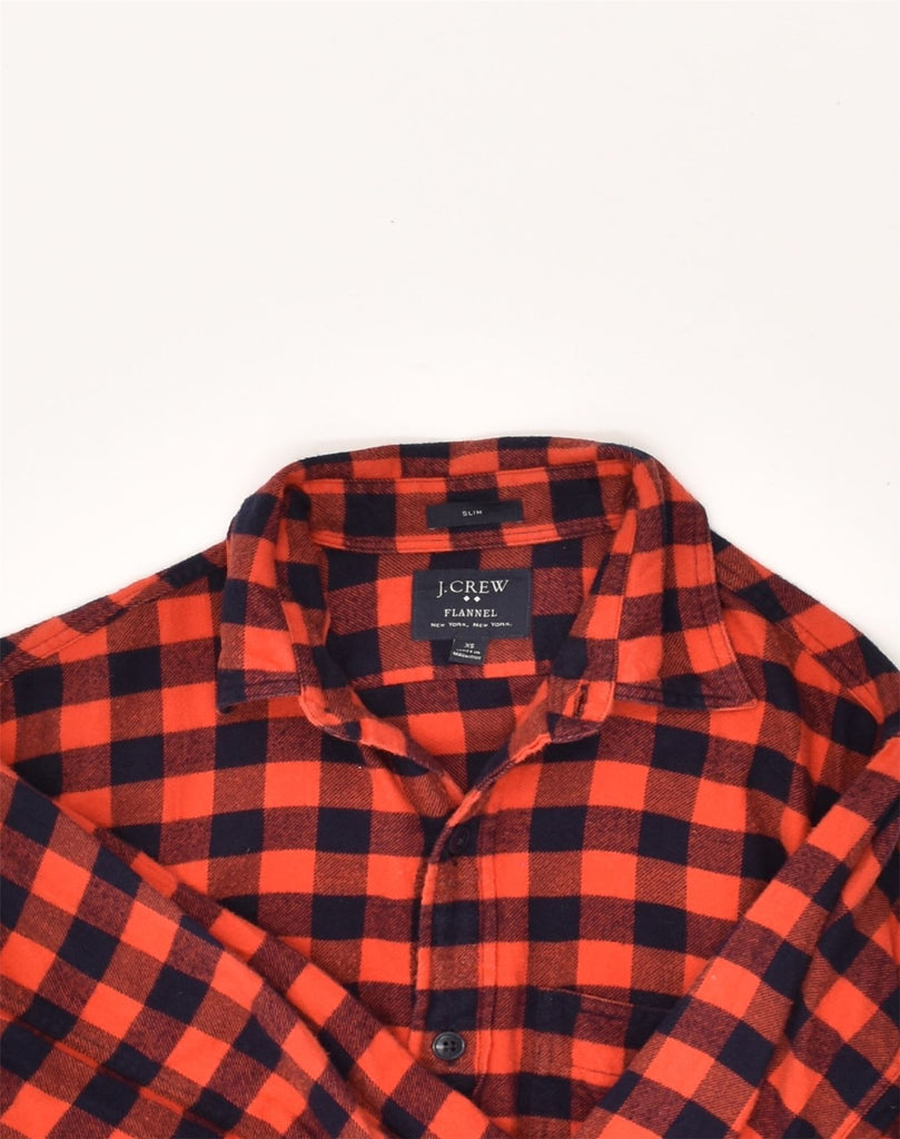 J. CREW Mens Slim Flannel Shirt XS Orange Gingham Cotton | Vintage J. Crew | Thrift | Second-Hand J. Crew | Used Clothing | Messina Hembry 